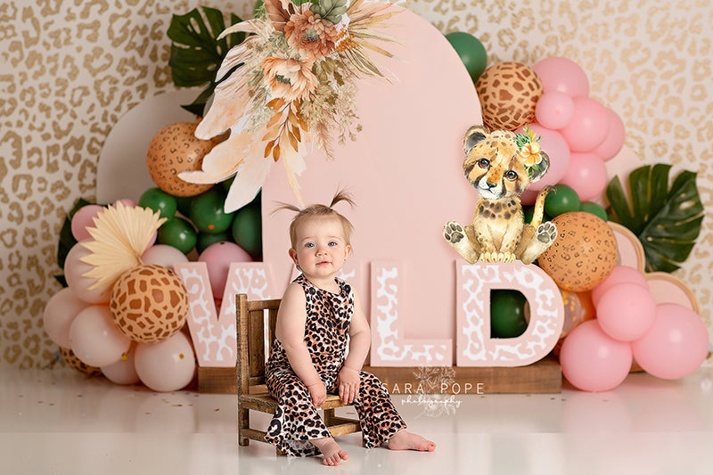 Safari Wild One Birthday Theme Backdrop For Girls Cake Smash Photos safari-wild-one-birthday-theme-backdrop-for-girls-cake-smash-photos