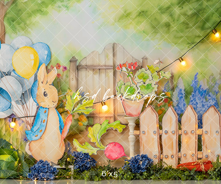 Peter Rabbit Inspired 1st Birthday Photo Backdrop for Photography