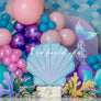 Under the Sea Mermaid Cake Smash Photography Backdrop for 1st Birthday