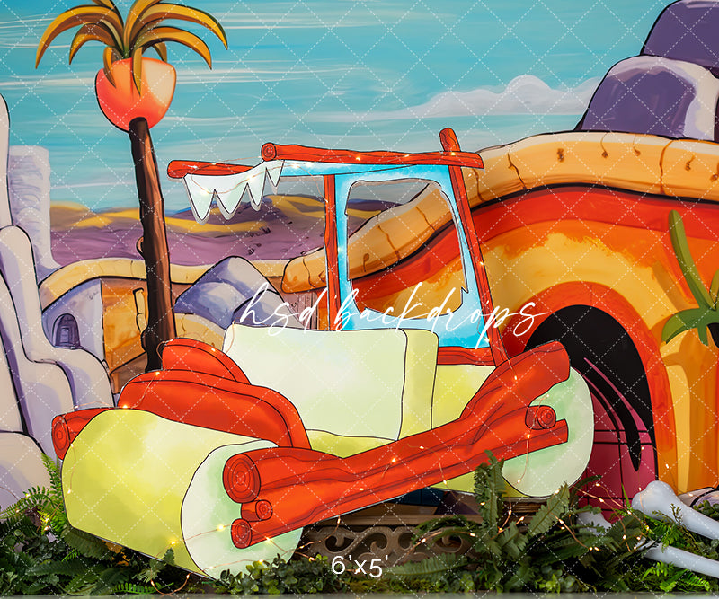 Inspired by Flintstones Backdrop with Bedrock House for Cake Smash