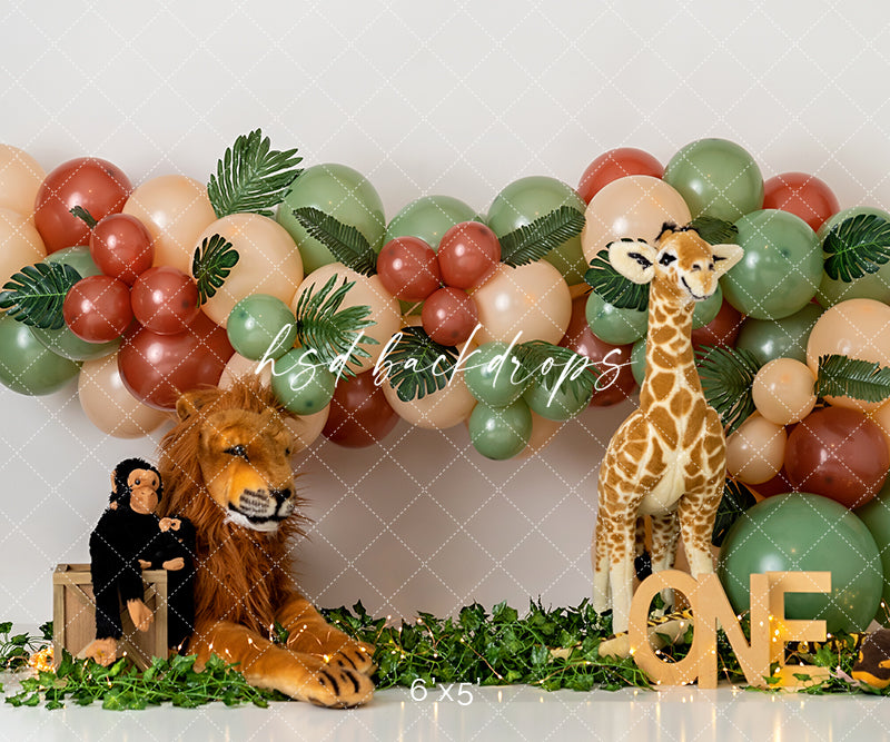 Wild One Safari Birthday Cake Smash Photo Backdrop for Pictures