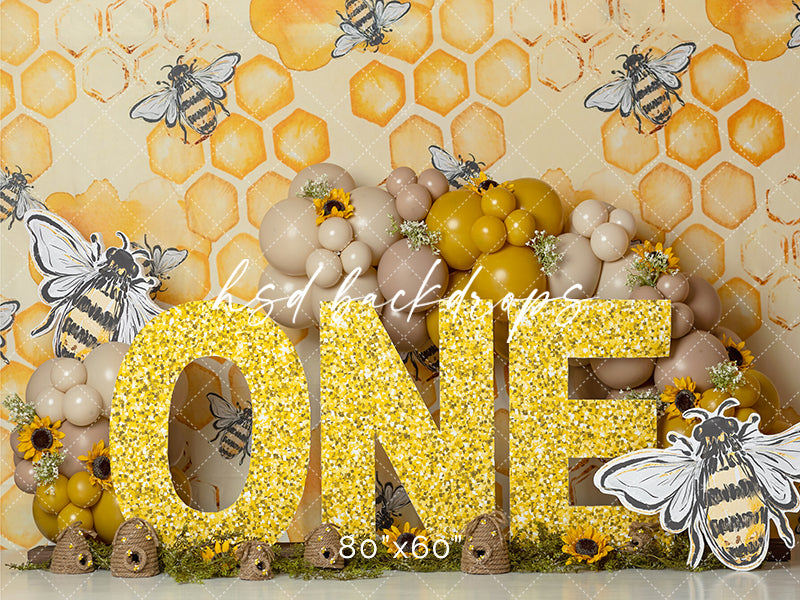 First Beeday Honey Bee Themed cake Smash Photo Backdrop