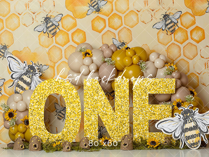 First Beeday Honey Bee Themed cake Smash Photo Backdrop 