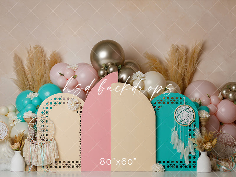Boho Dreamcatcher Cake Smash Birthday Backdrop