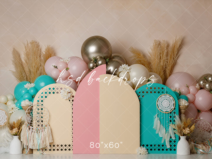 Boho Dreamcatcher Cake Smash Birthday Backdrop