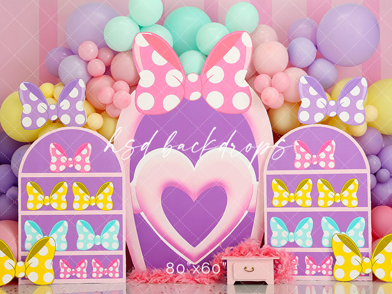 Minnie Bowtique Backdrop for Cake Smash Photoshoot
