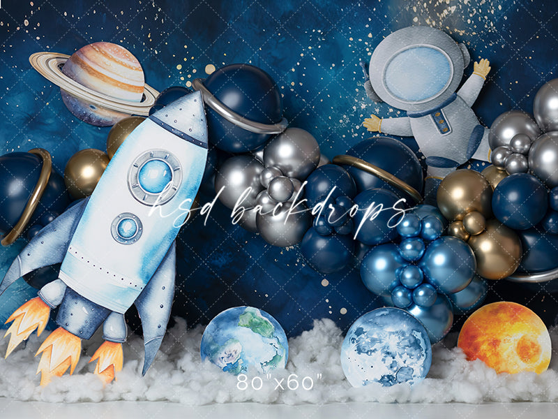 Space Theme Backdrop for Birthday Cake Smash Photoshoot