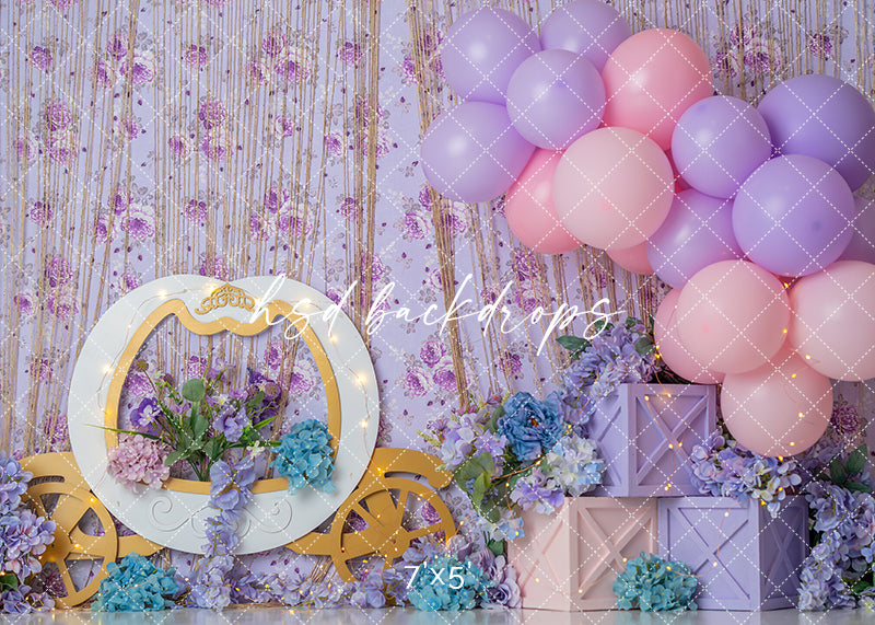 Princess Carriage Purple - HSD Photography Backdrops