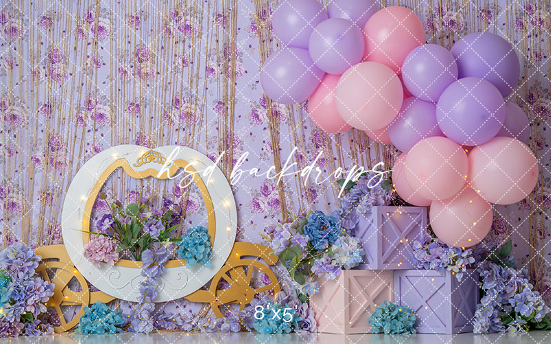 Princess Carriage Purple - HSD Photography Backdrops