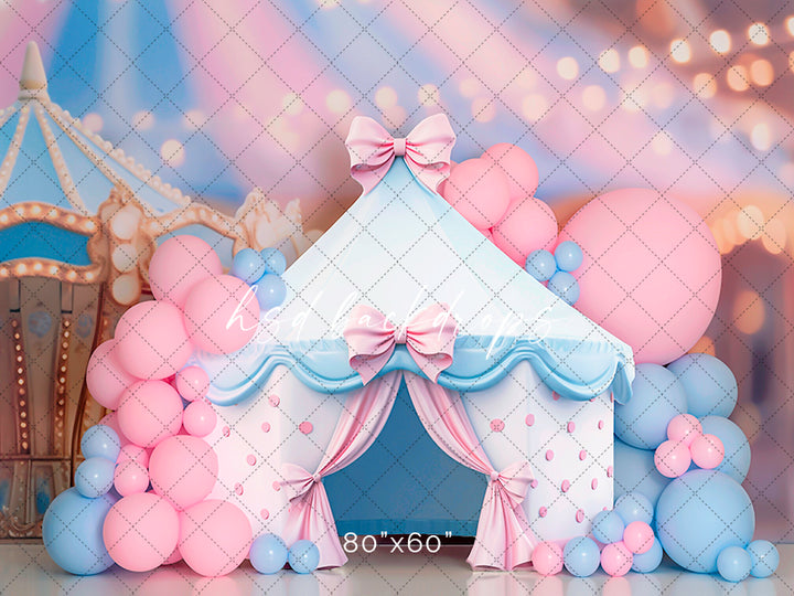 Circus Carnival Girl Cake Smash Birthday Photography Backdrop