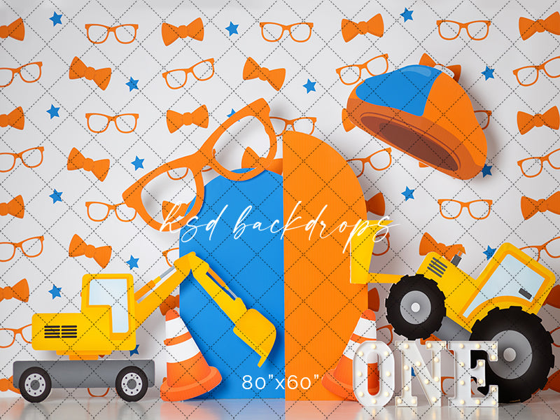 Construction Theme Backdrop for Birthday Cake Smash Photoshoot