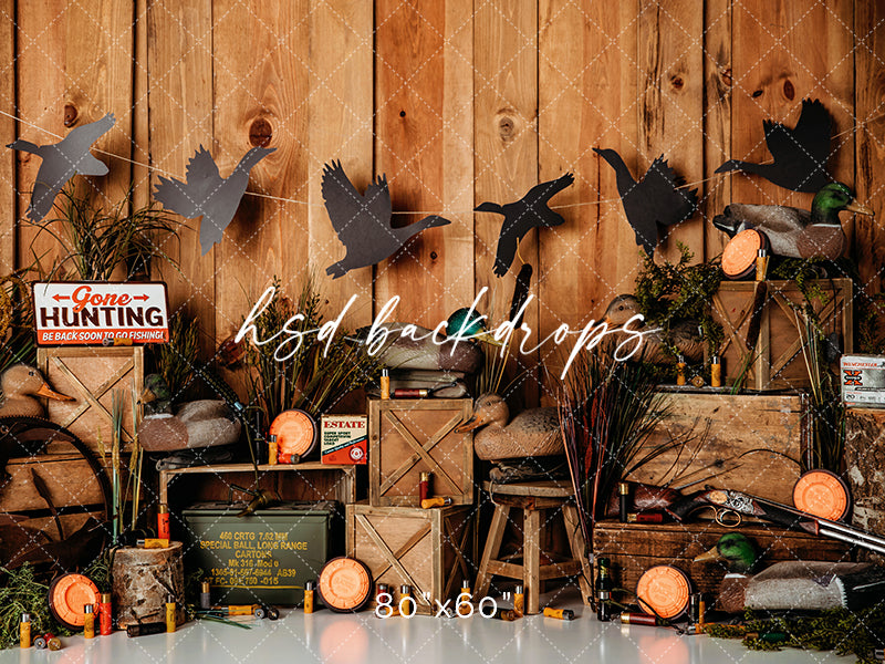 Outdoors Ducking Hunting Birthday Cake Smash Backdrop for Photography