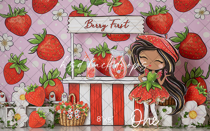 Berry First Strawberry Stand (Girl) - HSD Photography Backdrops