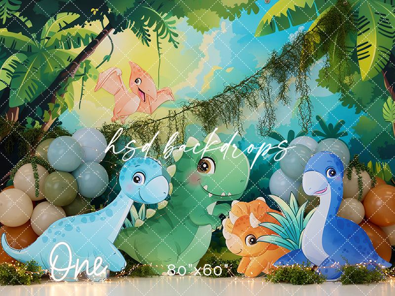 Dinosaur Birthday Backdrop for Cake Smash Photoshoot