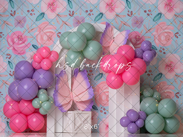 Pink & Purple Butterfly Arch - HSD Photography Backdrops