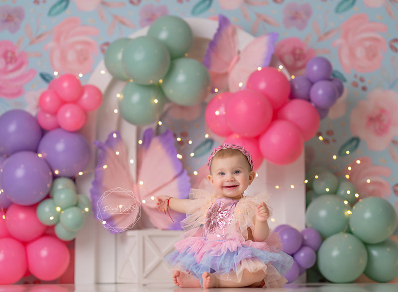 Pink & Purple Butterfly Arch - HSD Photography Backdrops 
