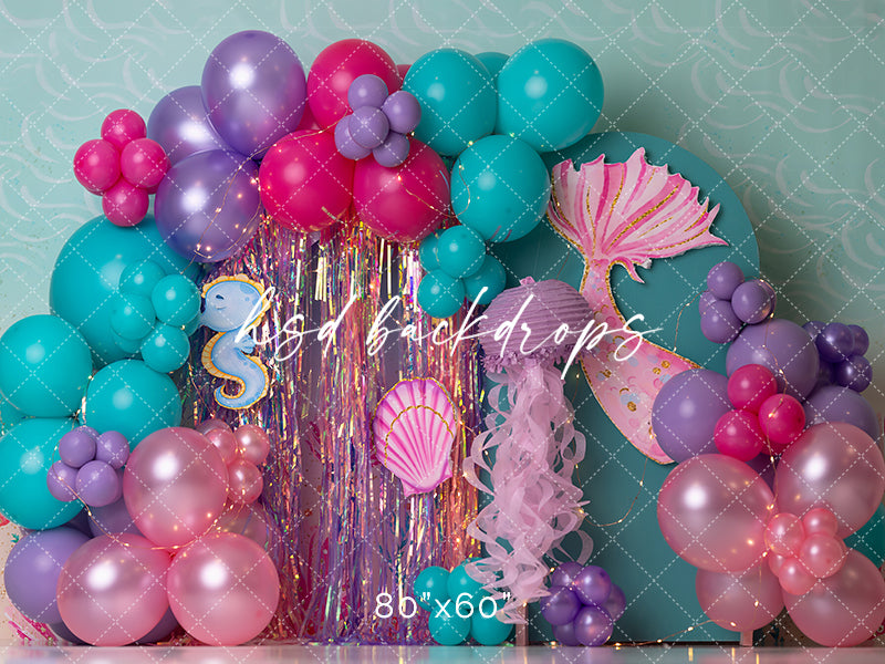 Mermaid Arch Cake Smash Birthday Photography Backdrop