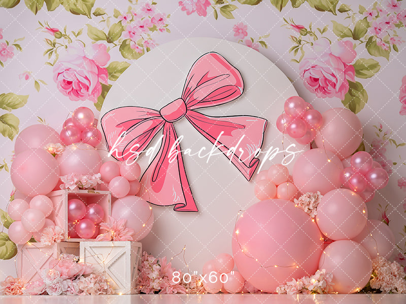 Pretty in Pink Girls Cake Smash Birthday Photo Backdrop