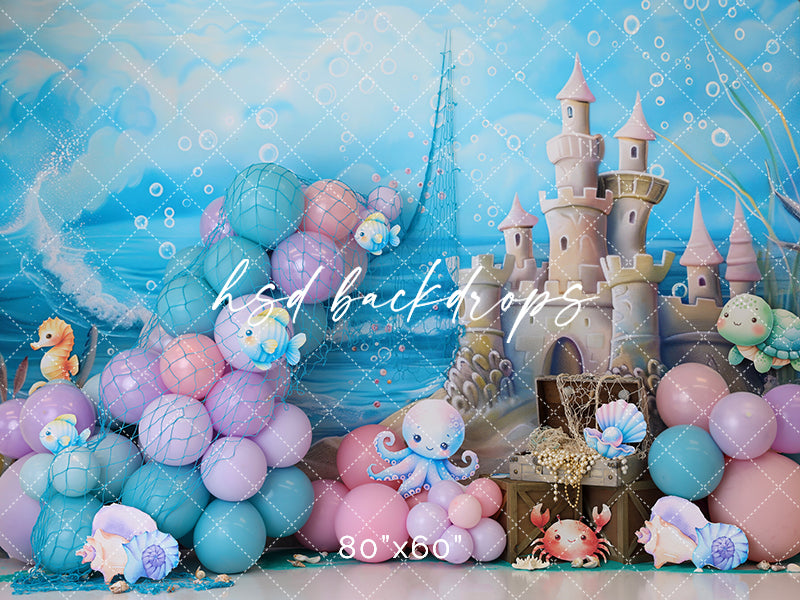 Sea Creature Castle Under the Sea Birthday Cake Smash Photo