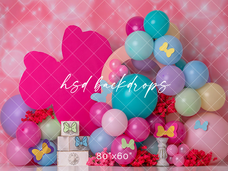 Little Minnie Me Girls Cake Smash Birthday Photo Backdrop