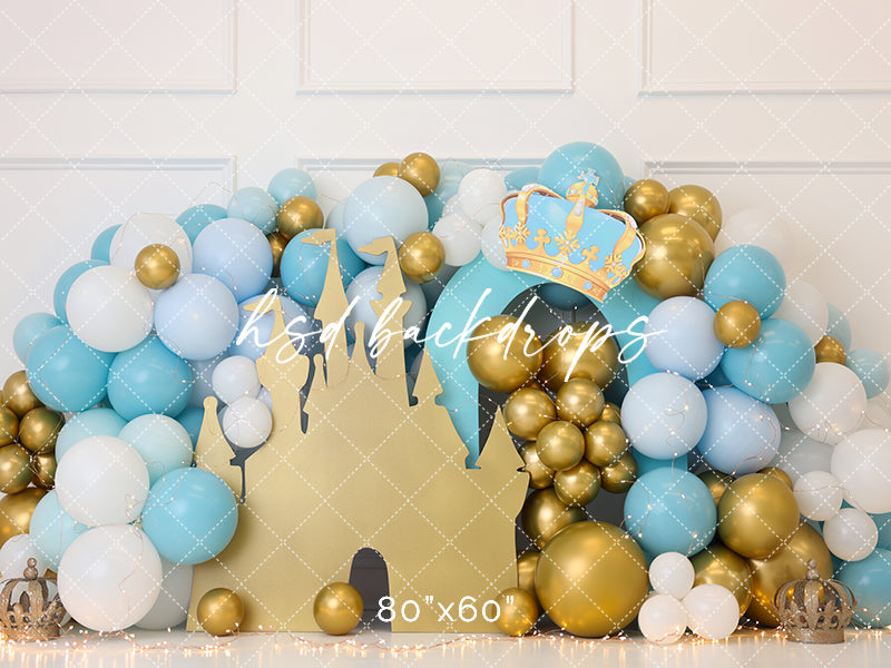 Royal One Prince Birthday Balloon Cake Smash Backdrop for Photography