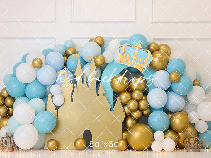 Royal One Prince Birthday Balloon Cake Smash Backdrop for Photography