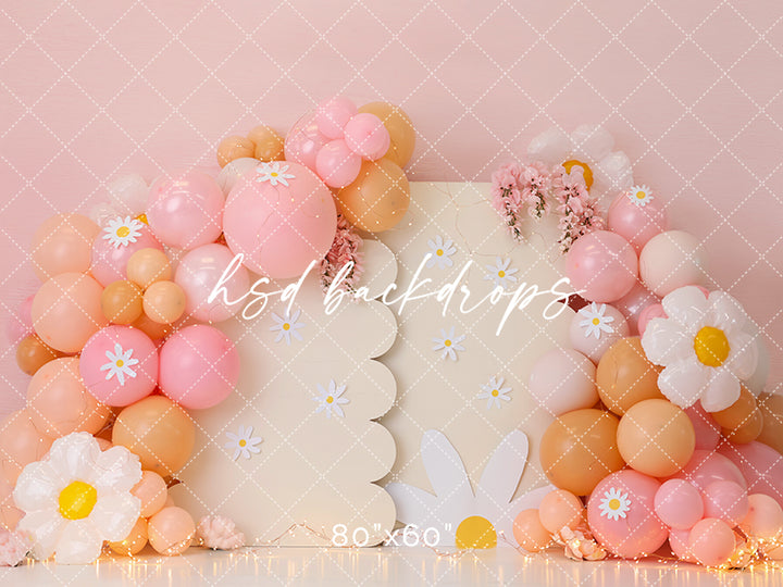 Daisy Love Girls Birthday Balloon Cake Smash Backdrop for Photography