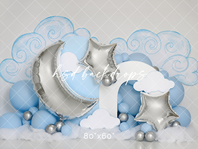 Moon and Stars Cake Smash Birthday Photoshoot Backdrop