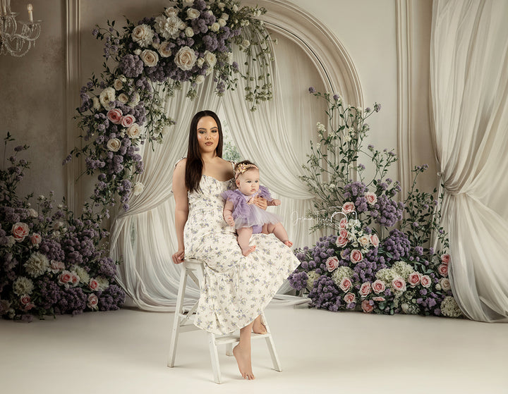 Purple Floral Arch Window - HSD Photography Backdrops