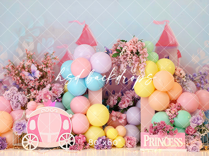 Princess Garden Birthday Cake Smash Backdrop for Photoshoot