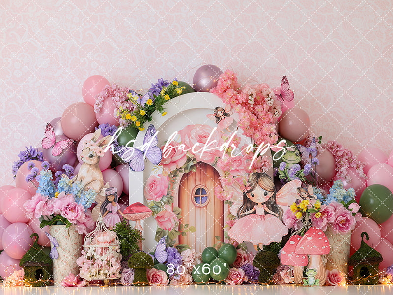 Fairy First Birthday Cake Smash Backdrop for Photoshoot