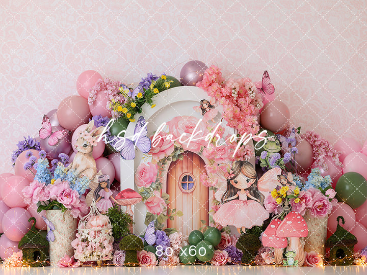 Fairy First Birthday Cake Smash Backdrop for Photoshoot