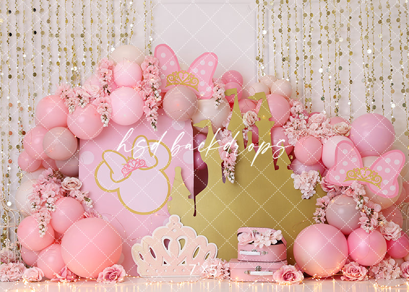 Pink and Gold Princess Cake Smash Backdrop - HSD Photography Backdrops