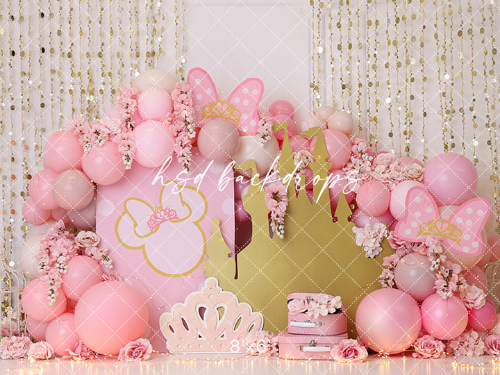 Pink and Gold Princess Cake Smash Backdrop - HSD Photography Backdrops