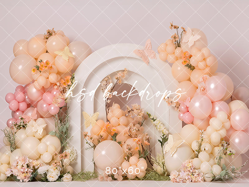 Pretty Peach & Pink Arch - HSD Photography Backdrops