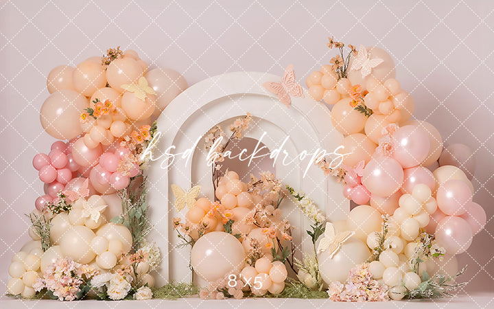 Pretty Peach & Pink Arch - HSD Photography Backdrops