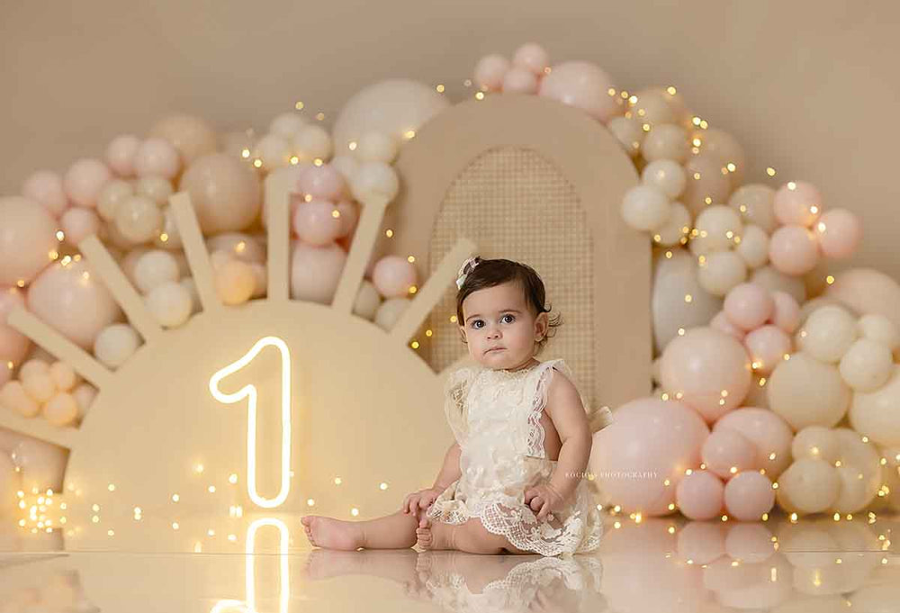 Boho Sunshine Cake Smash Backdrop - HSD Photography Backdrops