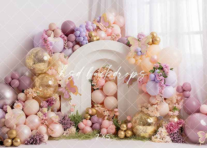 Blooming Butterflies Cake Smash Backdrop - HSD Photography Backdrops