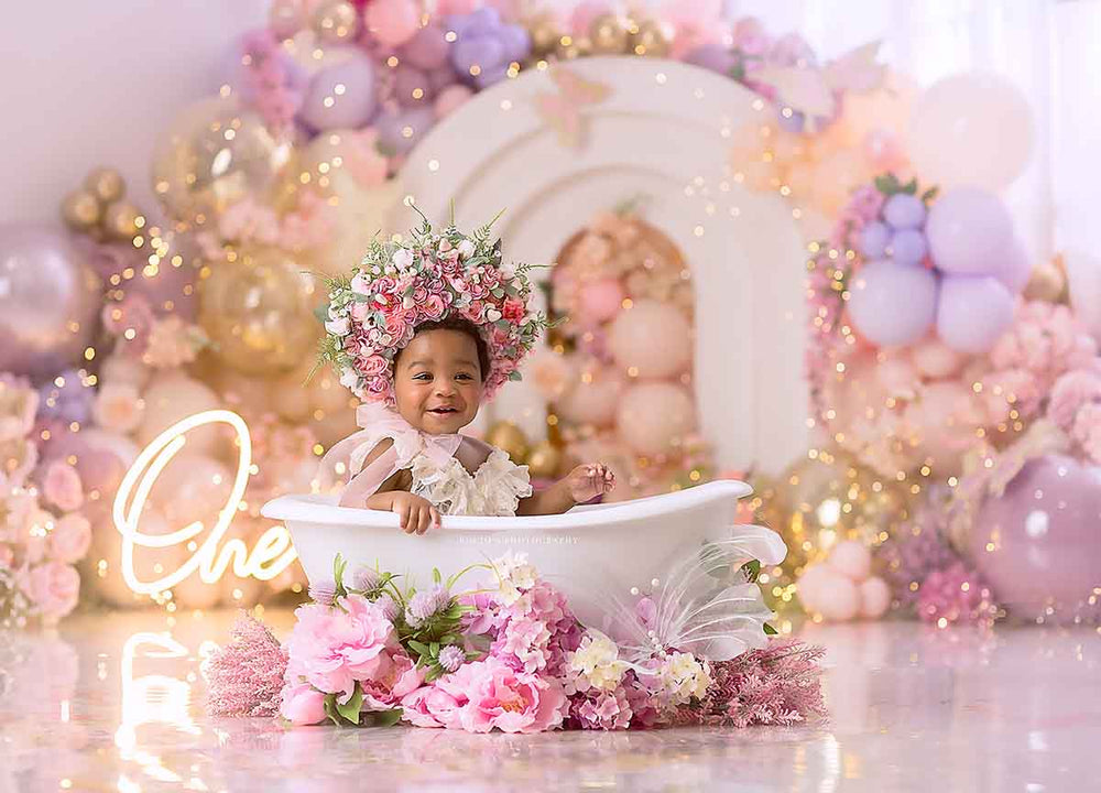 Blooming Butterflies Cake Smash Backdrop - HSD Photography Backdrops