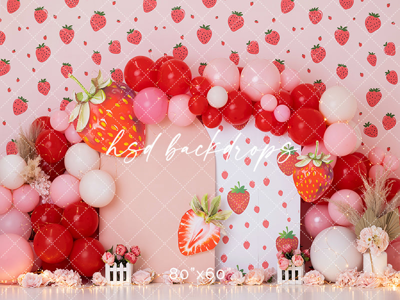 Berry First Strawberry Birthday Cake Smash Backdrop | Fresita