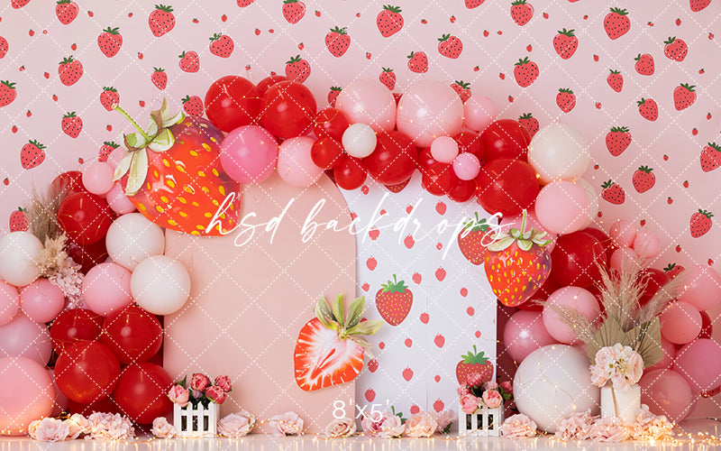 Fresita Cake Smash Backdrop - HSD Photography Backdrops