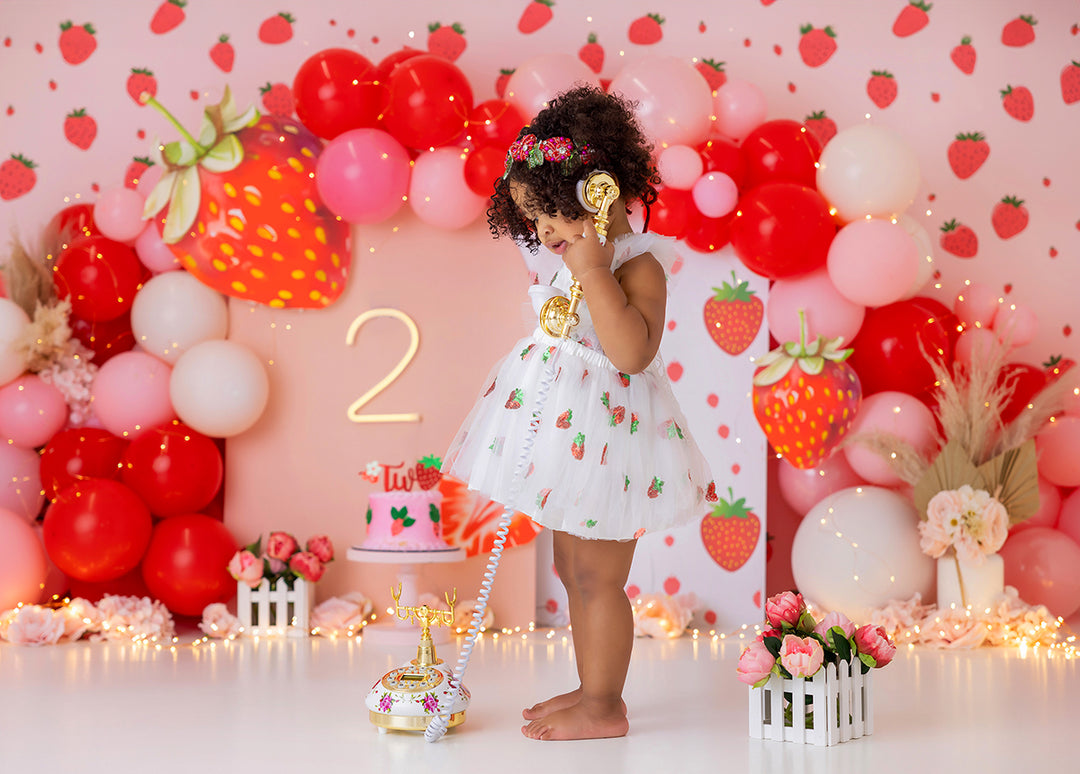 Fresita Cake Smash Backdrop - HSD Photography Backdrops