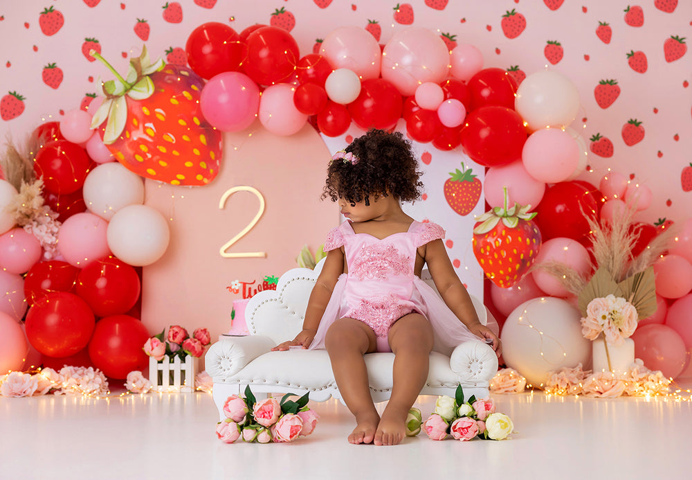 Fresita Cake Smash Backdrop - HSD Photography Backdrops