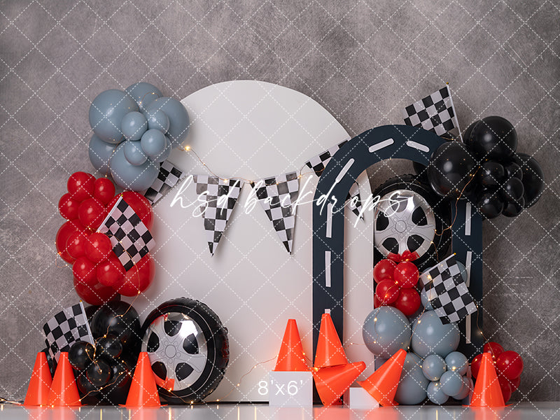 Start Your Engines Racing Cake Smash Backdrop - HSD Photography Backdrops