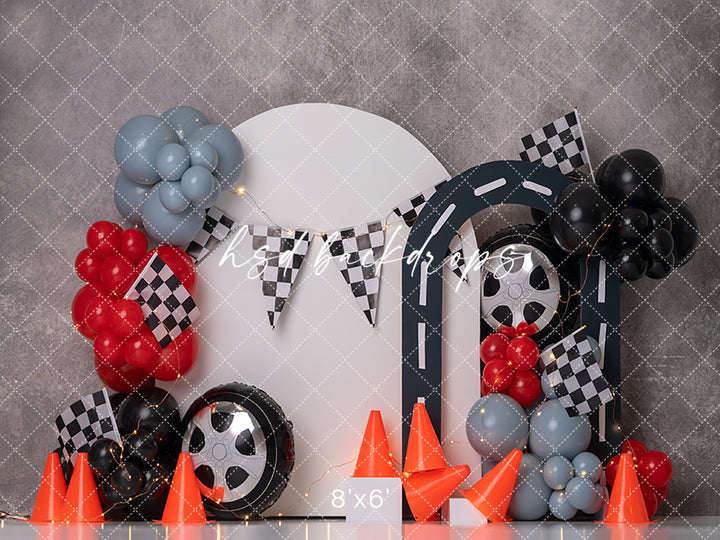Start Your Engines Racing Cake Smash Backdrop - HSD Photography Backdrops