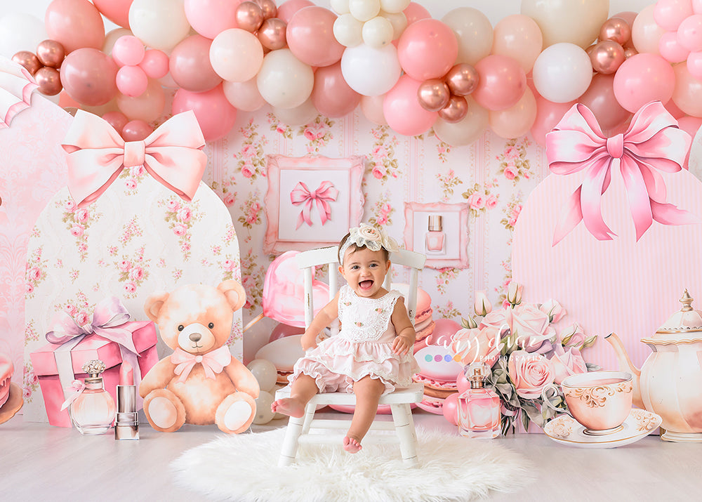 Pink Coquette Cake Smash Backdrop - HSD Photography Backdrops