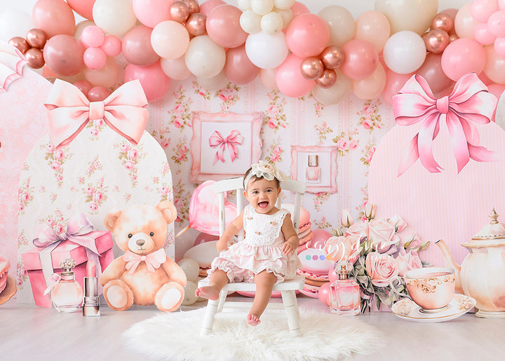 Pink Coquette Cake Smash Backdrop - HSD Photography Backdrops
