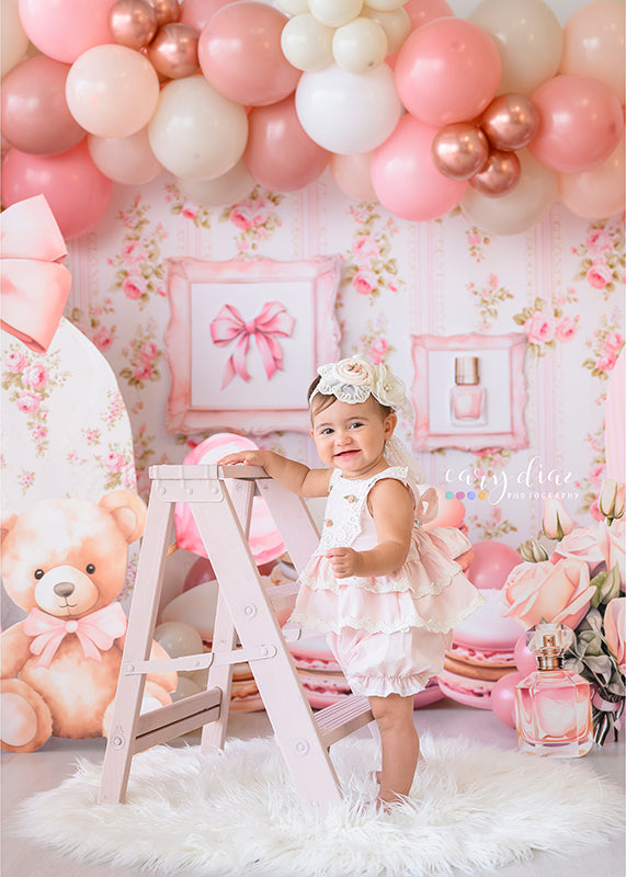 Pink Coquette Cake Smash Backdrop - HSD Photography Backdrops