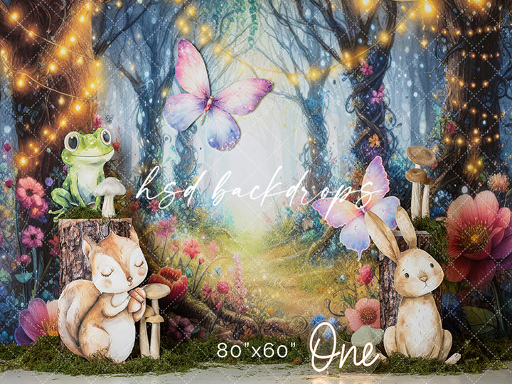 Mystical Enchanted Forest Backdrop for Birthday Cake Smash Photoshoot