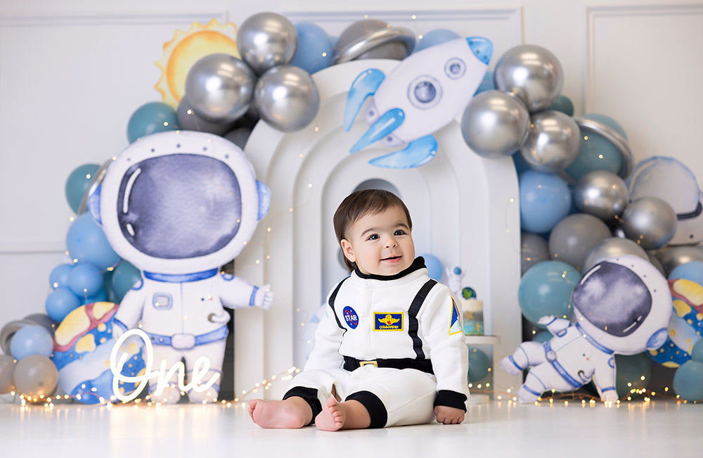 Astronaut Smash Cake Photoshoot Backdrop for Boys